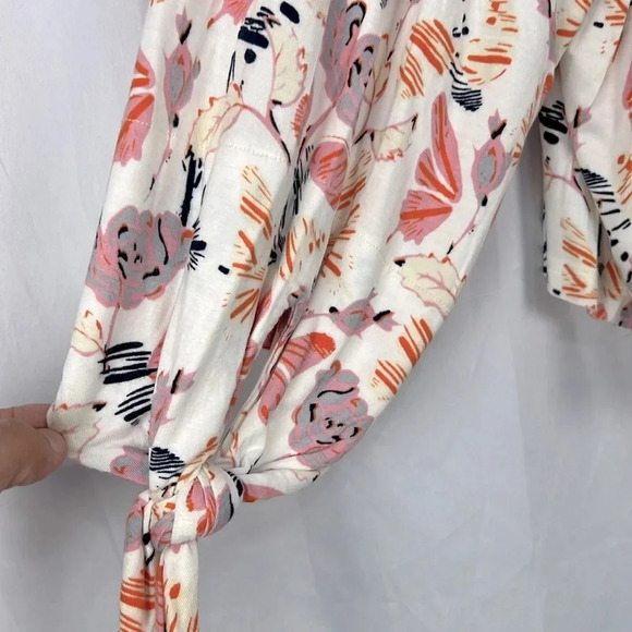 Free People New Women’s M Lexington Ivory Floral Off The Shoulder Top - Picture 5 of 7